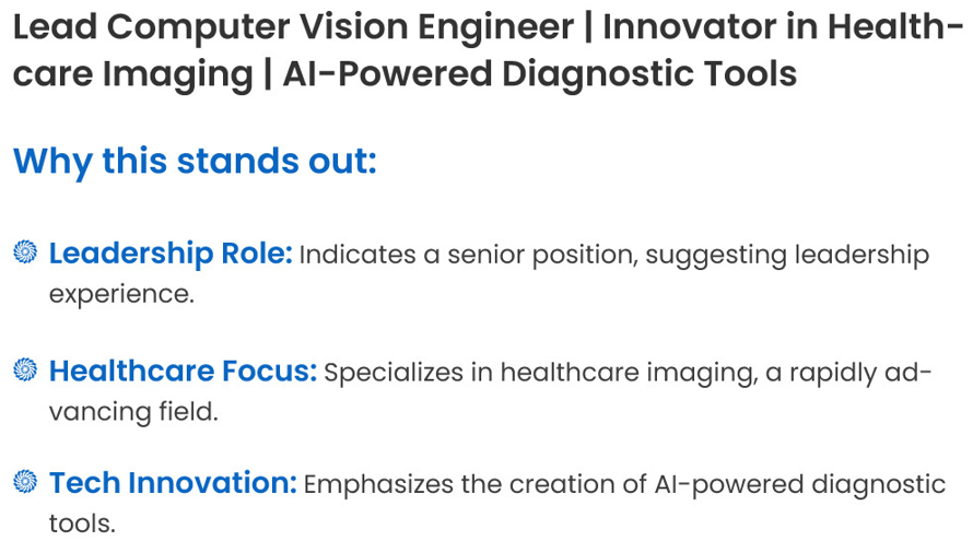 Linkedin headline building for comouter vision engineers