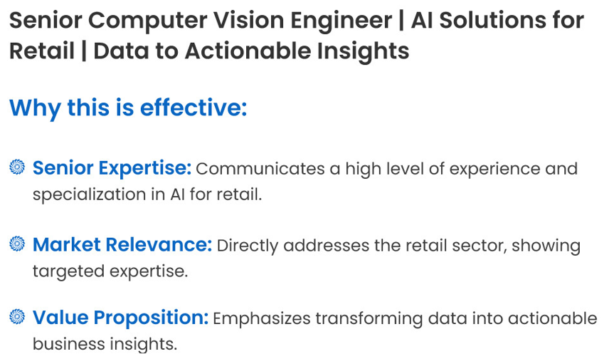 test and refine your linkedin headlines for a computer vision engineer linkedin profile.