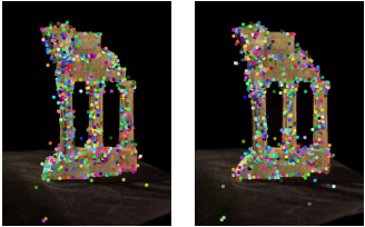 Feature extraction performed in the two images