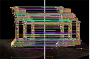 Feature matching between the two images